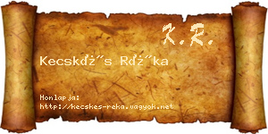 Kecskés Réka névjegykártya